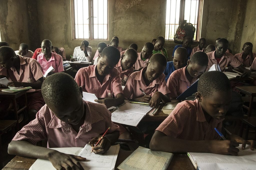 Students studying in a classroom in the DR Congo