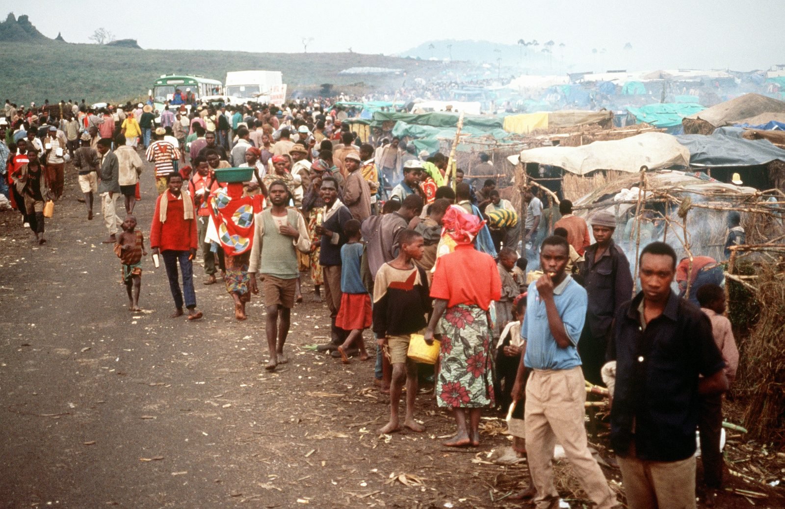 A crowded refugee camp near Goma in August 1994