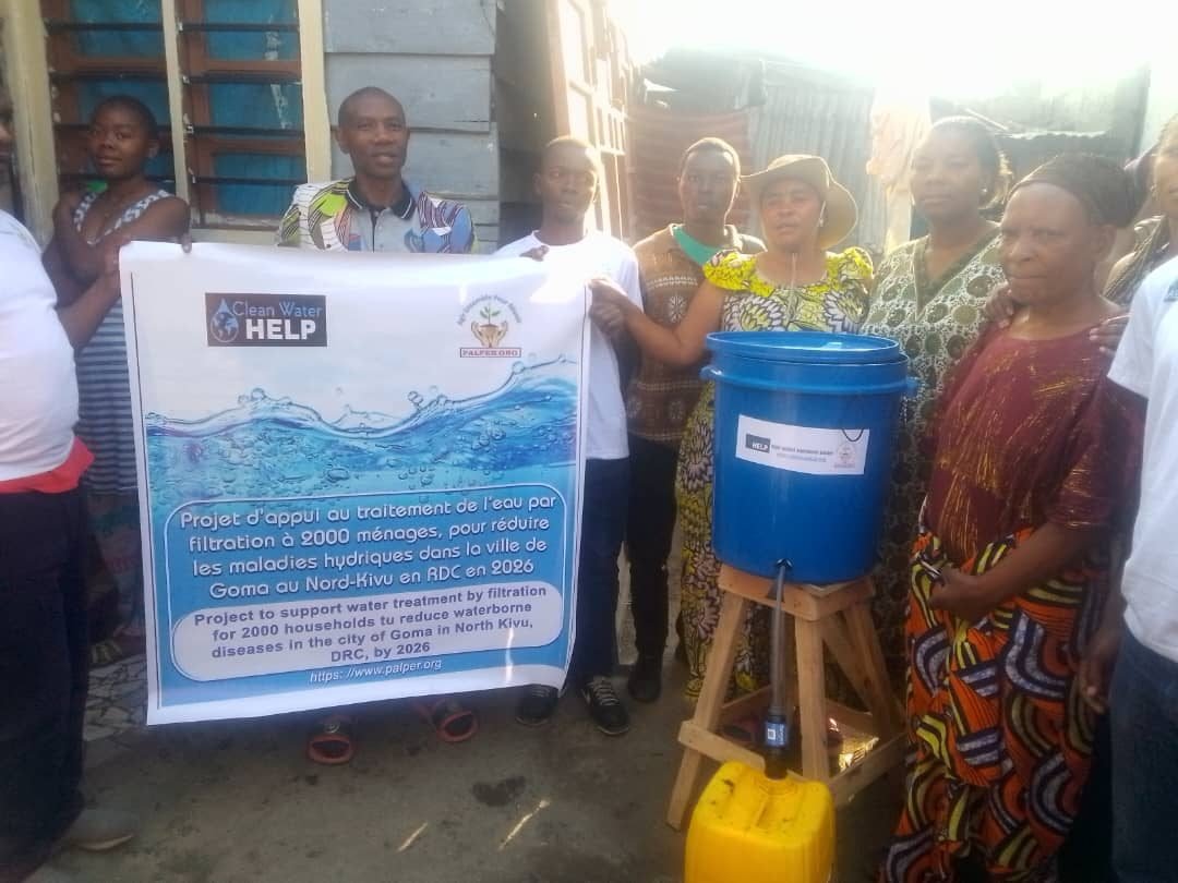 PALPER and community members at a filter handover in Goma, DR Congo