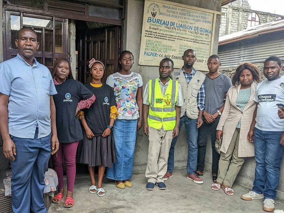 Ten members of the PALPER team outside the Bureau de Liaison de Goma, North Kivu, DR Congo